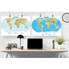 DOUBLE SIDED WORLD MAP POLITICAL AND PHYSICAL 120CM X 85CM