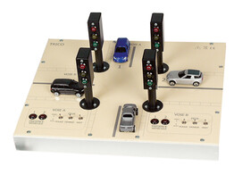 Maquette de feux de trafic avec automate et cordons   logiciel