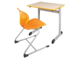 SCHOOLBANK  / EENPERSOONS 55 X75CM / MET MELAMINE TAFELBLAD EN PU BESCHERMLIJST