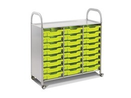 CALLERO TROLLEY WITH LOW STORAGE BINS - 3 COLUMNS - 24 TRAYS