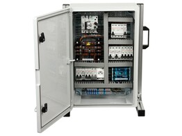 INDUSTRIAL-STYLE CABINET  DESIGNED TO SIT ON A TABLE  FOR ELECTRICAL SAFETY TRAINING.