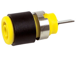 Yellow/Green screw-down socket - for soldering or faston connector