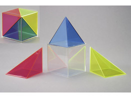 CUBE  WITH THREE REMOVABLE PYRAMIDS