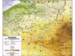 LA BELGIQUE ORO HYDROGRAPHIQUE  150X130CM  PLASTIFIEE ET MONTEE