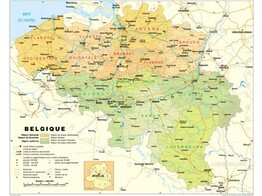 LA BELGIQUE CARTE GENERALE 150X130CM  PLASTIFIEE ET MONTEE