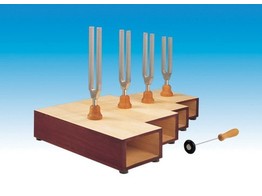 SET OF TUNING FORKS  C-MAJOR CHORD  ON RESONANCE BOXES